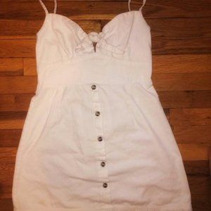 Short White Front Tie Dress